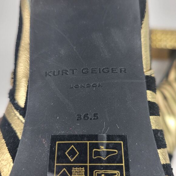 Kurt Geiger Women Zebra Print Black Gold Leather Stud Ankle Boots 6.5 - Picture 13 of 14